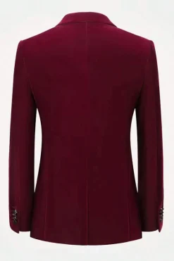 Burgundy Velvet Single Breasted Men's Blazer