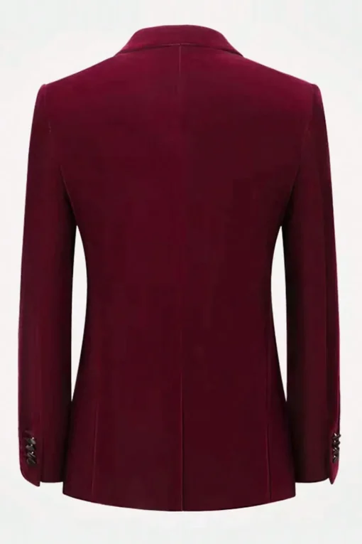 Burgundy Velvet Single Breasted Men's Blazer