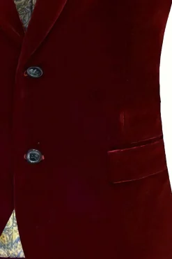 Burgundy Velvet Single Breasted Men's Blazer