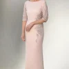 Champagne Mermaid Half Sleeves Long Mother of The Bride Dress