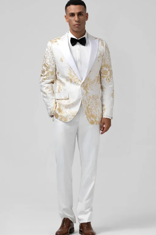 Champgne Peak Lapel One Button 2 Pieces Men's Prom Suits