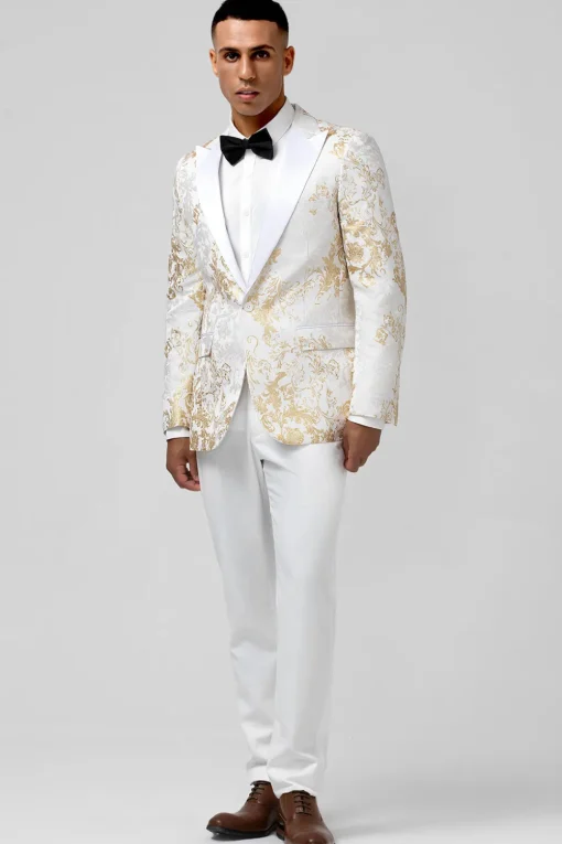 Champgne Peak Lapel One Button 2 Pieces Men's Prom Suits