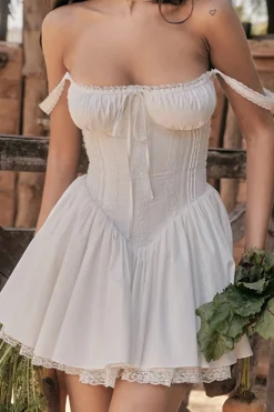Charming A-Line Straps Mini White Graduation Dress