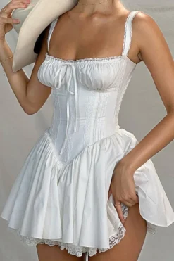 Charming A-Line Straps Mini White Graduation Dress
