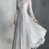 Chiffon Grey A Line Mother of the Bride Dress with Lace Appliques