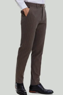 Coffee Pinstripe 3 Piece Men's Prom Suits