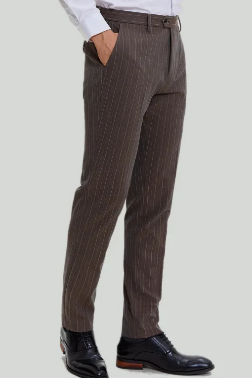 Coffee Pinstripe 3 Piece Men's Prom Suits