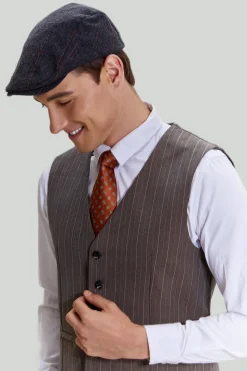 Coffee Pinstripe 3 Piece Men's Prom Suits