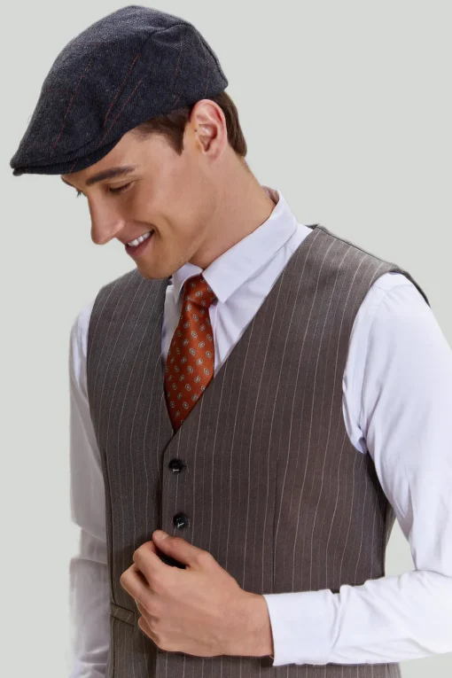Coffee Pinstripe 3 Piece Men's Prom Suits