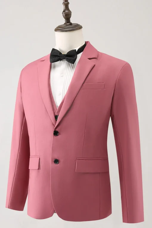 Coral Notched Lapel 3 Piece Single Breasted Men's Prom Suits