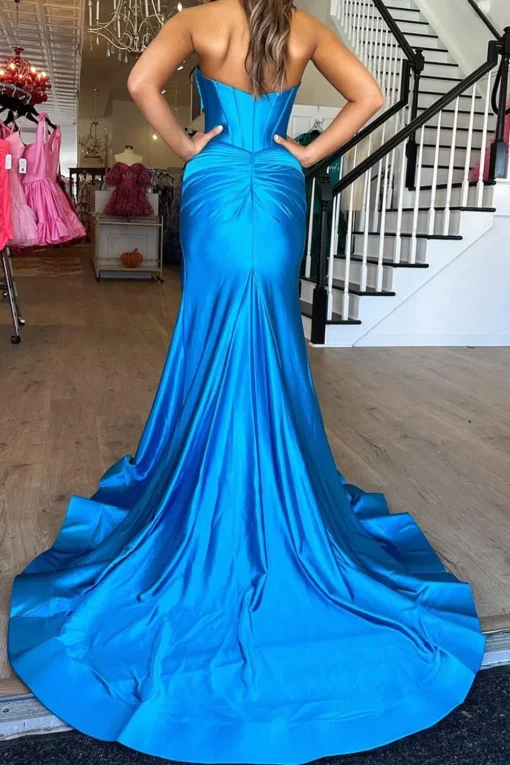 Corset Hollow-out Strapless Mermaid Prom Dress with Slit