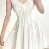 Cute A-Line V-Neck Short Mini White Graduation Dress