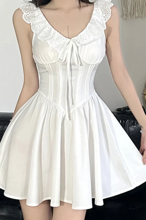 Cute A-Line V-Neck Short Mini White Graduation Dress