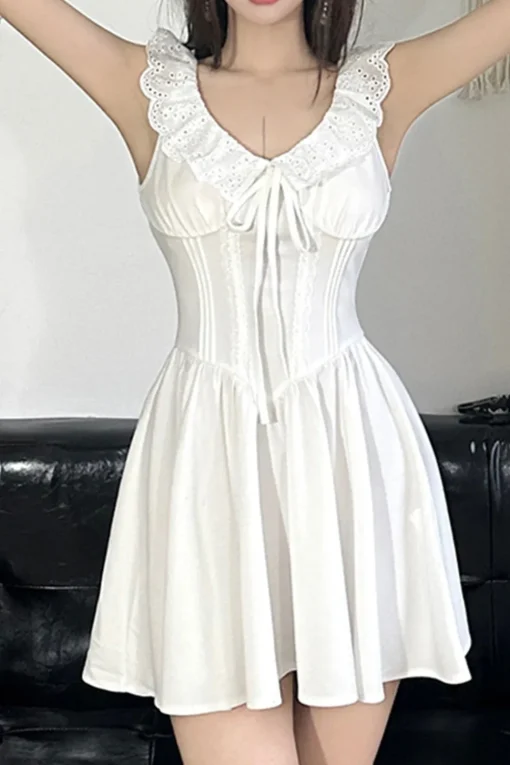 Cute A-Line V-Neck Short Mini White Graduation Dress