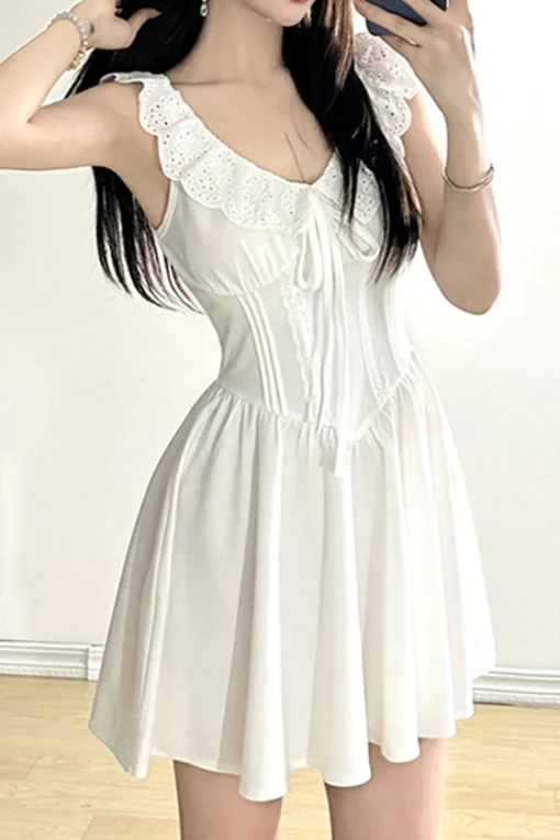 Cute A-Line V-Neck Short Mini White Graduation Dress