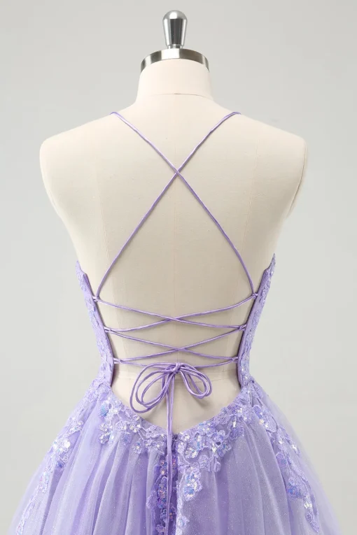 Cute Glitter Blue A Line Sequins Short Homecoming Dress with Appliques