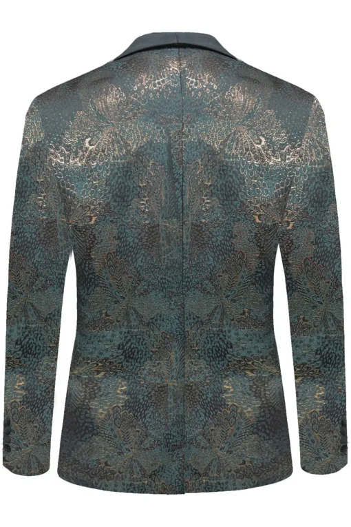 Dark Blue Jacquard Shawl Lapel Men's Prom Blazer