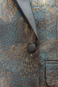 Dark Blue Jacquard Shawl Lapel Men's Prom Blazer