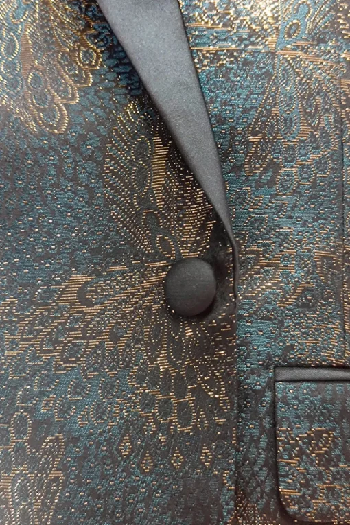 Dark Blue Jacquard Shawl Lapel Men's Prom Blazer