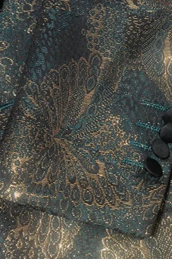 Dark Blue Jacquard Shawl Lapel Men's Prom Blazer