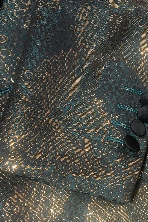 Dark Blue Jacquard Shawl Lapel Men's Prom Blazer