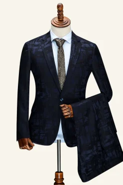 Dark Blue Notched Lapel 2-Piece Men's Suit