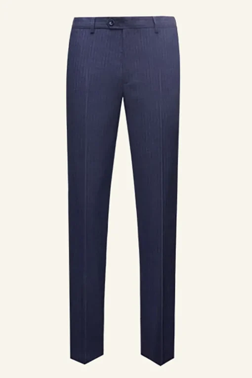 Dark Blue Pinstriped 3 Piece Men Wedding Suits