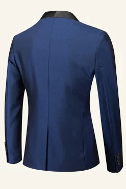 Dark Blue Shawl Lapel 3 Piece Men's Wedding Suits
