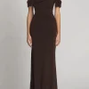 Dark Brown Off the Shoulder Mermaid Long Formal Dress
