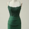 Dark Green Bodycon Short Prom Dress with Beading