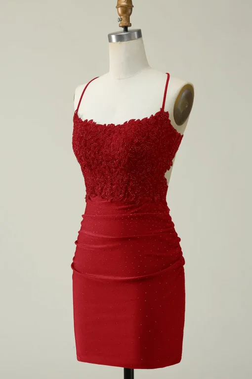 Dark Green Bodycon Short Prom Dress with Beading