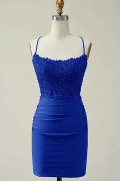 Dark Green Bodycon Short Prom Dress with Beading