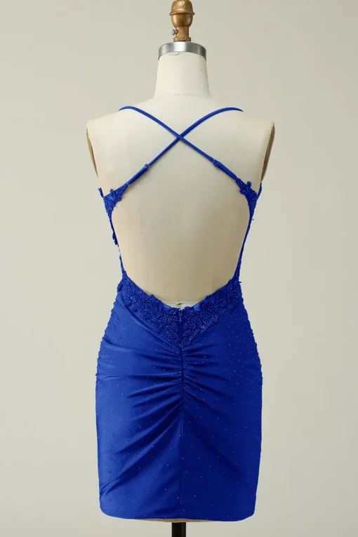 Dark Green Bodycon Short Prom Dress with Beading