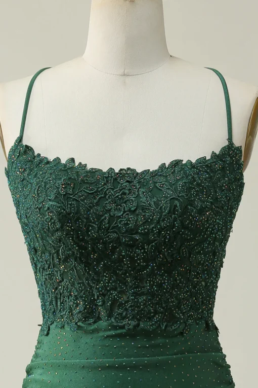 Dark Green Bodycon Short Prom Dress with Beading