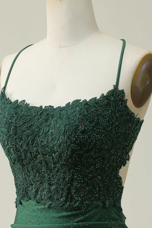 Dark Green Bodycon Short Prom Dress with Beading