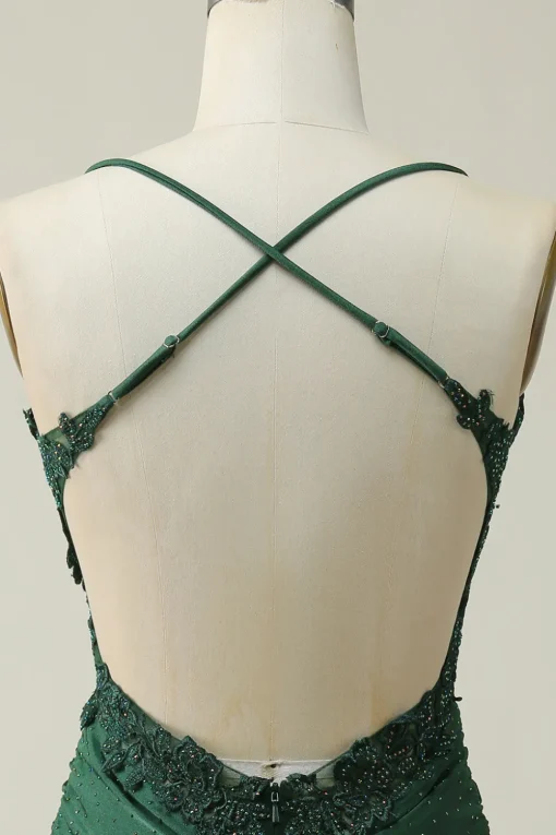 Dark Green Bodycon Short Prom Dress with Beading
