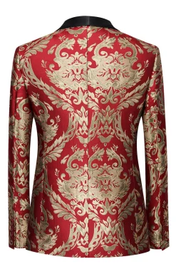 Dark Green Men's Prom Blazer with Embroidery
