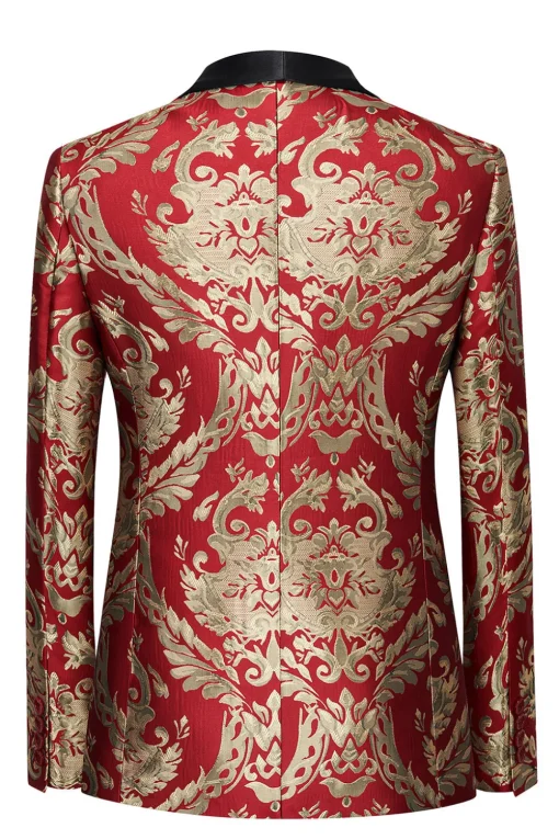 Dark Green Men's Prom Blazer with Embroidery