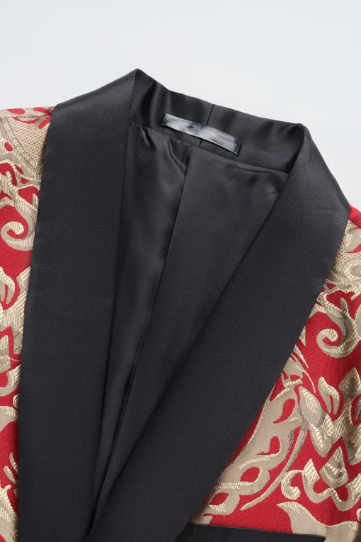 Dark Green Men's Prom Blazer with Embroidery