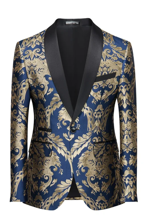 Dark Green Men's Prom Blazer with Embroidery