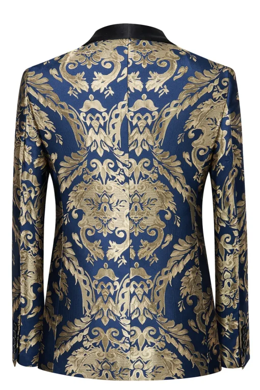 Dark Green Men's Prom Blazer with Embroidery