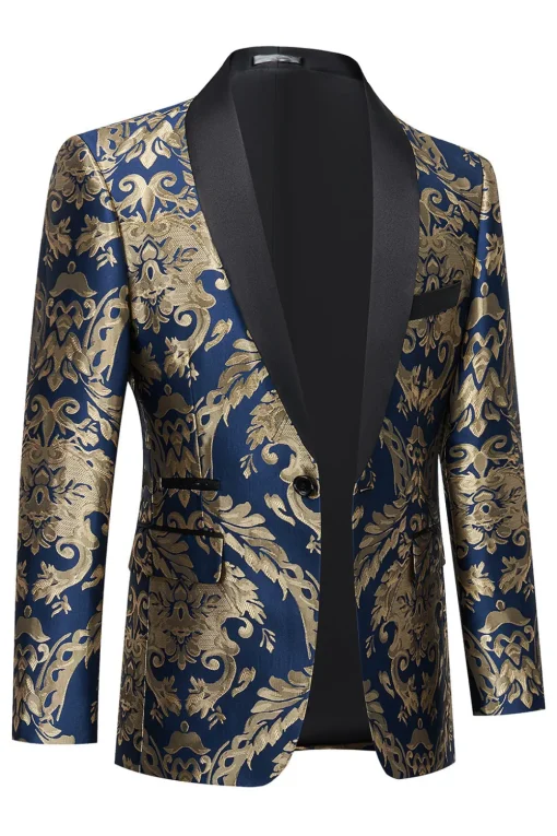 Dark Green Men's Prom Blazer with Embroidery