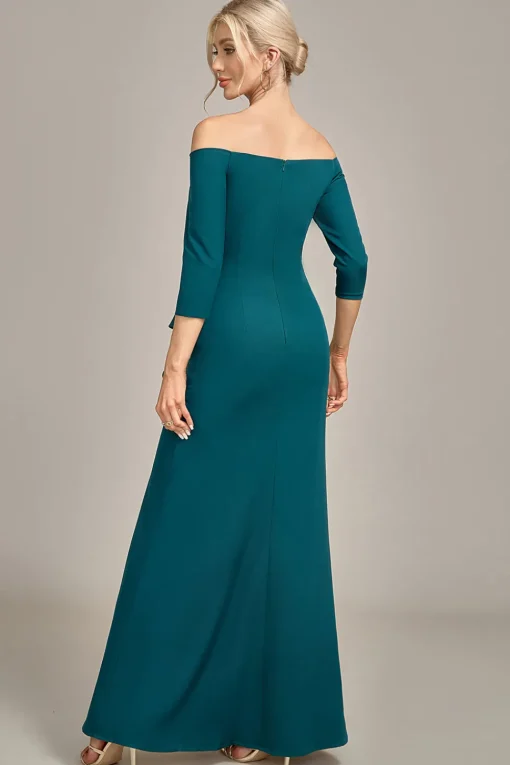 Dark Green Mermaid Off The Shoulder Cascading Ruffled Mother Of The Bride Dress