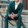 Dark Green Notched Lapel 3 Piece Men's Prom Suits