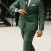 Dark Green Notched Lapel 3 Piece Men's Prom Suits