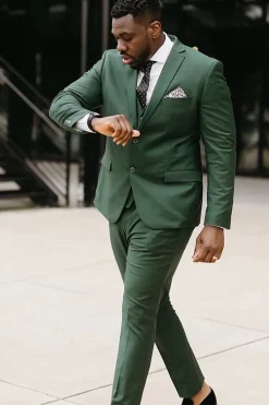 Dark Green Notched Lapel 3 Piece Men's Prom Suits