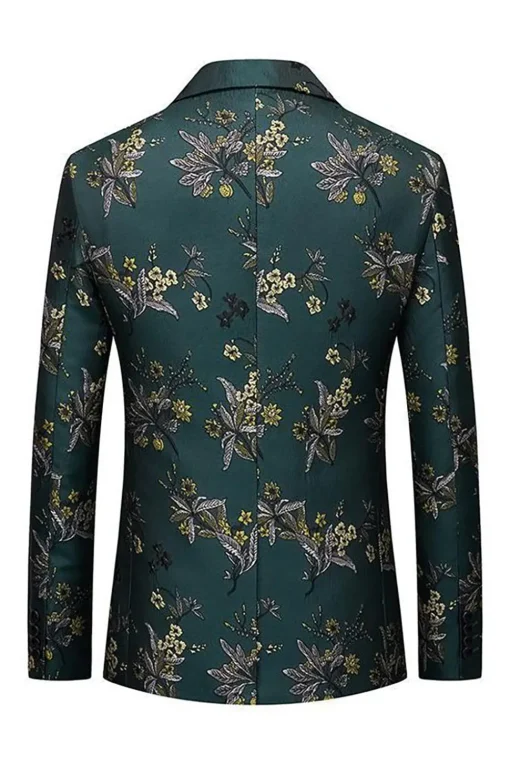 Dark Green Notched Lapel Embroidered Men's Prom Blazer