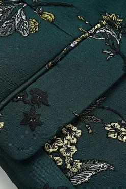 Dark Green Notched Lapel Embroidered Men's Prom Blazer