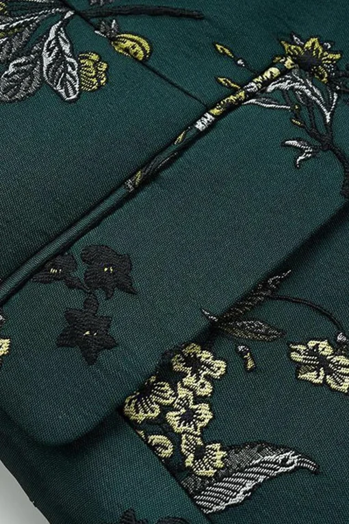Dark Green Notched Lapel Embroidered Men's Prom Blazer