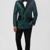 Dark Green Peak Lapel 2 Pieces Double Breasted Men's Suits